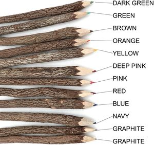 Ensemble de crayons assortis - Crayons en bois en forme de branche d'arbre, crayons en bois colorés, arbre pour décorations de camping et mariage en plein air - Product Image 2