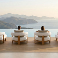 Chaise longue de luxe en teck massif pour l'extérieur, avec rembourrage épais, pour piscine, hôtel ou complexe hôtelier