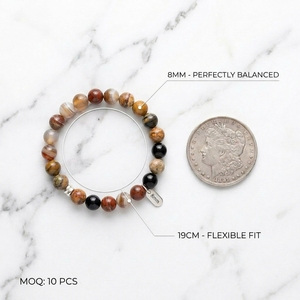 Bracelet en Pierres Semi-Précieuses de 8mm, Perles Roulées, Énergie, Pouvoir, Cristal, Reiki, Élastique Extensible, Guérison, pour Femmes Hommes Cadeaux - Product Image 4