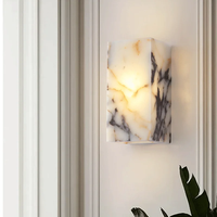 Luxe noir cuboïde pierre naturelle applique haut de gamme chambre chevet LED applique salon salle de bain étanche luminaire