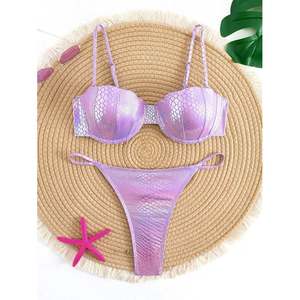 Custom Glitter Bikini <strong>Swimwear</strong> Sexy Push up Bikini <strong>Thong</strong> <strong>Swimwear</strong> for Women - Product Image 1