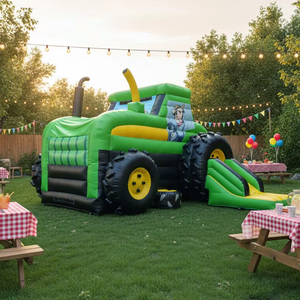 Maison gonflable de rebond de <span class=keywords><strong>camion</strong></span> de ferme de prix usine grand château plein d'entrain gonflable de tracteur de videur de partie gonflable avec la glissière - Product Image 1