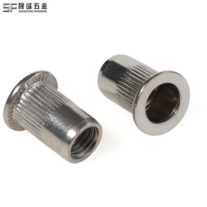 Tuerca remachable <span class=keywords><strong>de</strong></span> cabeza plana con cuerpo moleteado <span class=keywords><strong>y</strong></span> extremo abierto, <span class=keywords><strong>de</strong></span> acero inoxidable 304316A2A4, métrica/unidimensional M4M5M6M8M10M12, 1/4'' 5/16'' 3/8'' 1/2'' - Product Image 1