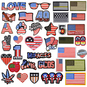 Independence Day Decoration Custom Embroidered USA Flag <b>Patch</b> for Badges PVC <b>Sew</b>-<b>on</b> or Iron-<b>on</b> Made of Chenille Fabric - Product Image 3