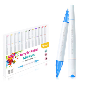 12-Color Double-Headed Oblique Head Marker Pen Set Permanent Acrylic Ink Fiber Nib Custom Logo Diy Ceramic <b>Stone</b> Canvas - Product Image 1