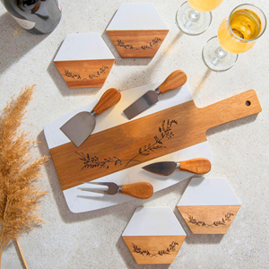 <span class=keywords><strong>Planche</strong></span> à fromage en <span class=keywords><strong>bois</strong></span> d'acacia avec plateau en <span class=keywords><strong>marbre</strong></span> <span class=keywords><strong>et</strong></span> ensemble de 4 couteaux à fromage, livraison gratuite aux États-Unis - Product Image 1