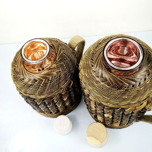 Bouilloire à eau chaude avec belle couverture à lattes de bambou noir Pot à eau bouillante portable avec couvercle - Product Image 4