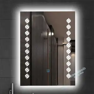 Miroir rectangulaire à lumière Led pour salle de bain, écran tactile, désembueur de bain, miroir intelligent à Led