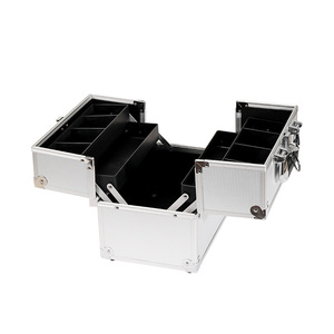 Maletín de Maquillaje Profesional de Aleación de Aluminio, Caja de Herramientas de Belleza <span class=keywords><strong>Negra</strong></span> Portátil, Joyero de Gran Capacidad - Product Image 5