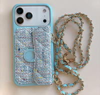 Pour iPhone 14 15 11 13 Pro Max : Étui portefeuille tendance avec chaîne bandoulière, sacoche de téléphone portable, accessoires