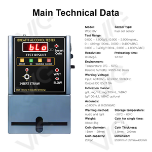Testeur d'alcoolémie à monnayeur, éthylotest OEM et ODM pour bars et lieux publics, en stock, test d'alcool unidirectionnel - Product Image 2