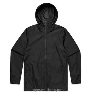 Veste coupe-vent à capuche pour homme, nouvelle conception personnalisée, best-seller, noire, avec fermeture éclair - Product Image 5