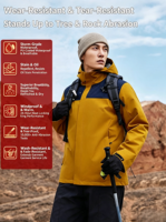 Veste à capuche rigide avec doublure en coton intégrée, coupe-vent, imperméable, respirante, fermeture éclair, chaude, pour la randonnée et le camping