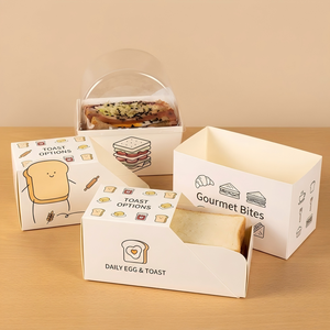 Scatola per Sandwich Personalizzata <span class=keywords><strong>con</strong></span> Stampa |   Confezioni Alimentari Monouso Quadrate per Sandwich, Patatine Fritte, Uova e Hamburger - Product Image 1
