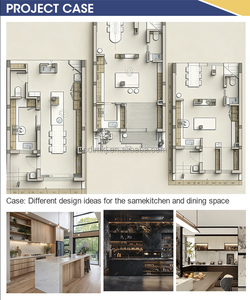 Gabinetes de Cocina Modernos Allure de Madera Sólida Personalizados, Isla de Cocina Modular de Alta Calidad con Encimera de Vidrio y Mármol, Fregadero para Apartamento - Product Image 4