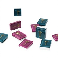 Ensemble de Mahjong Américain Artistique Feuille de Ginkgo Dorée Luxe Moderne - Acrylique Haute Transparence + Poker à Dos Lagoon avec Numéros Anglais