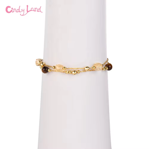 14K 16K 18K Or et Argent 925 Plaqué à la Mode Citrine Oeil de Tigre Cristal Bracelet Bijoux Élégants - Product Image 3