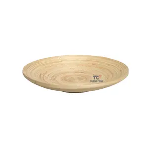 Hot Seller Spun Bamboo Wood Dinner Plates Customization Coiled Bamboo Wooden Sets Serving Plate