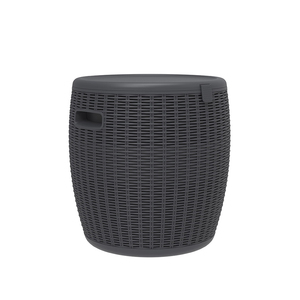 كرسي حديقة من الروطان مع طاولة على شكل برميل نبيذ ومبرد للمشروبات - Product Image 3