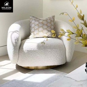 أريكة مفردة على الطراز الاسكندنافي كرسي بذراعين لطراز الفندق كرسي أريكة قماشي بسيط على شكل خاص بتصميم فردي وإطار خشبي مخصص - Product Image 2