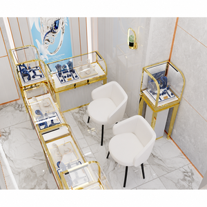 Diseño de Interiores de Joyería en 3D, Muebles de Lujo Personalizados, Exhibidores de Joyería de Acero Inoxidable Dorado - Product Image 3