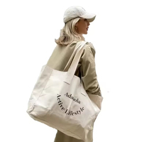 Sac fourre-tout en toile de coton personnalisé, écologique, grande capacité, avec motif mignon, longues poignées, pour voyage et shopping, fermeture ouverte