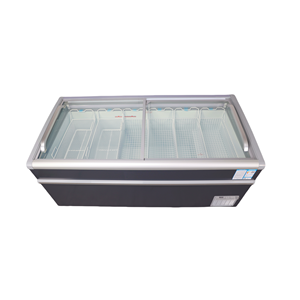 Réfrigérateur commercial combiné à refroidissement par air, commande mécanique, porte en verre, îlot, congélateur horizontal en bas - Product Image 6