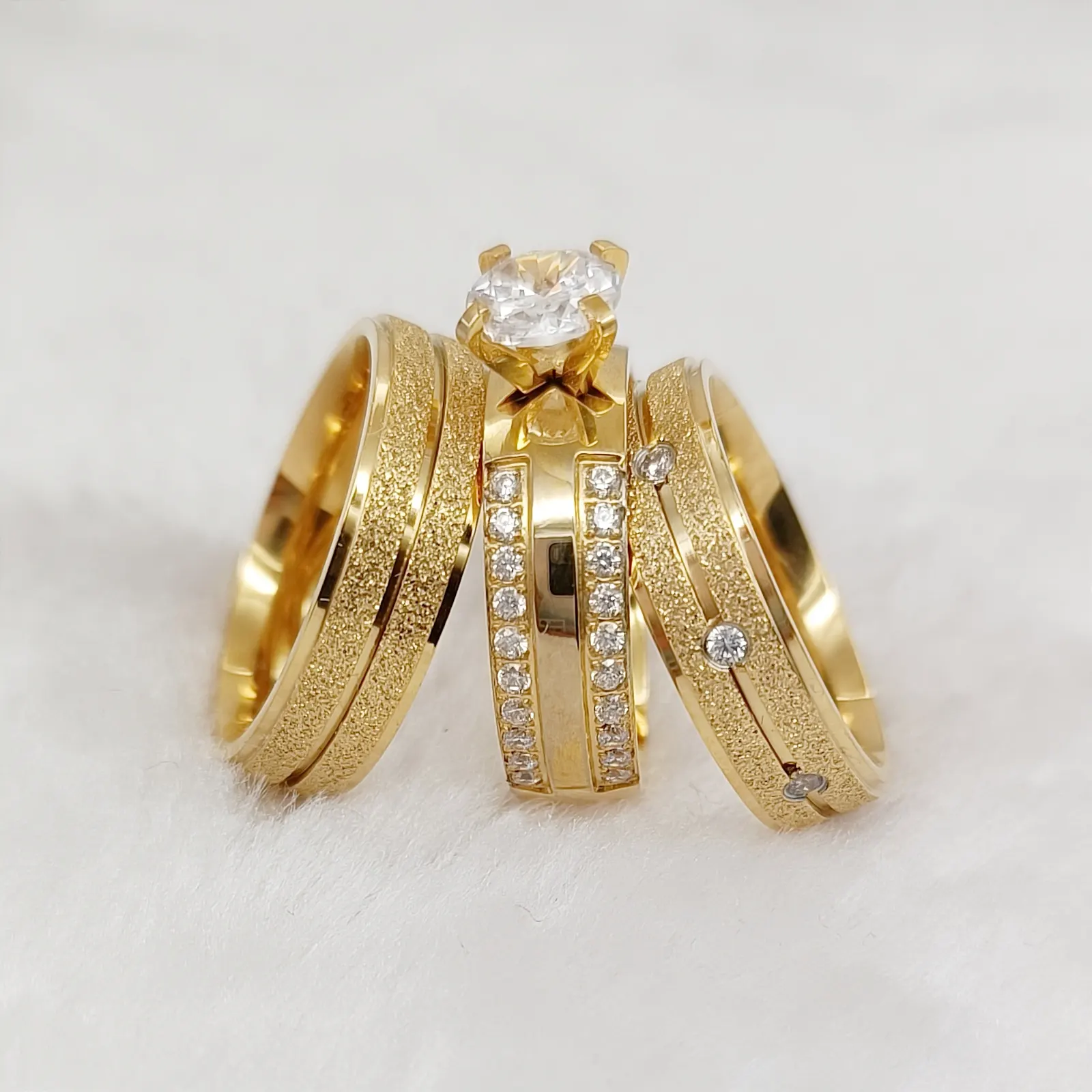 Custom Designer echte 14 Karat massives Gold Eheringe für Paare Braut schmuck Shop Paare versprechen Verlobung ringe Sets