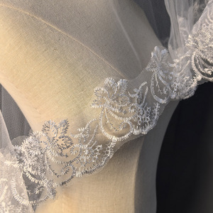 <span class=keywords><strong>Voile</strong></span> de mariée vintage court type mantilla avec dentelle appliquée effet cils, <span class=keywords><strong>voile</strong></span> monocouche - Product Image 4