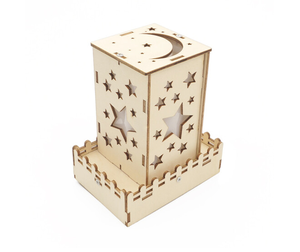 Lanterne en bois à faire soi-même Wincent, lumière de nuit, modèle de puzzle 3D, lune croissante, décoration céleste, cadeau <span class=keywords><strong>pour</strong></span> enfants et adultes, chambre à coucher - Product Image 3