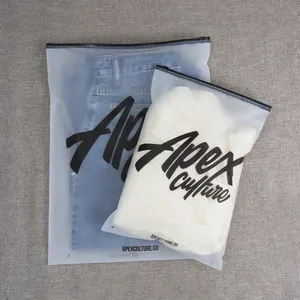 Biodegradable Printed Packaging Tshirt Clothes Bag Plastic Packaging Slider Ziplock Custom Frosted Zipper Bag For Clothing