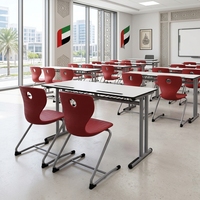 Meubles scolaires, ensemble bureau et chaise pour étudiants, table double pour étudiants avec deux chaises pour la salle de classe