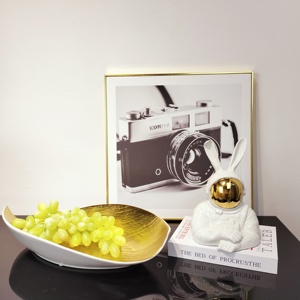 Assiette à fruits en céramique écologique de style classique moderne avec feuille d'or et design Art Déco pour la décoration de la maison et les cadeaux de mariage - Product Image 4