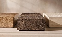 Table basse en pierre naturelle Rocco OEM, art déco français, marbre espagnol Emperador, fabrication artisanale, mobilier de salon moderne de luxe