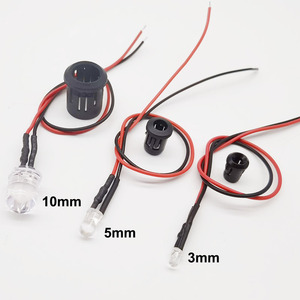 Ampoules LED pré-câblées colorées de 3 mm, 5 mm, 10 mm avec fils de 20 cm, 3V, 5V, 12V, 24V DC et supports en plastique - Product Image 6