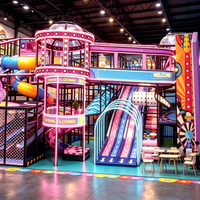 Style néon 2000 ㎡   Aire de jeux intérieure pour enfants, équipement de jeux doux commercial avec plusieurs zones de jeu