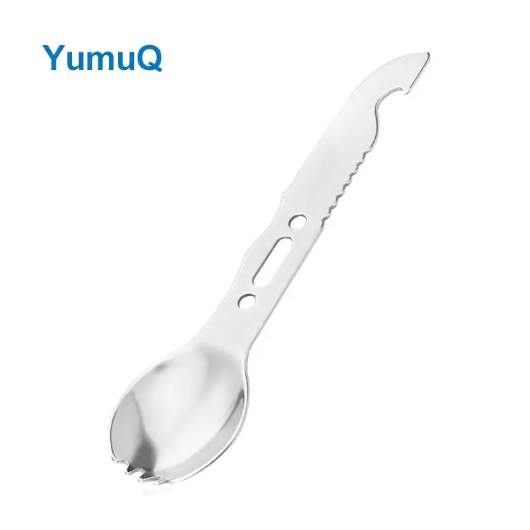 YumuQ Portátil Múltipla Cozinha De Aço Inoxidável Camping Utensílios Talheres Talheres Conjunto Dobrável Colher Garfo Faca