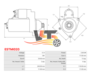 ESTMI020 12V 3KW nouveau démarreur automatique pour <span class=keywords><strong>MITSUBISHI</strong></span> <span class=keywords><strong>COLT</strong></span> III (C5 _ A) 1.8 31A6600101 31A6600102 3446620101 M002T56271motor Arranque - Product Image 6