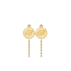 Pendientes de tuerca chapados en oro con colgante de cadena del zodiaco Tauro, acero de 12 quilates, 12 piezas - Product Image 2