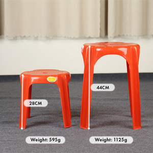 Taburete y Otomana Redondos Altos de Plástico PP Rojo Perla, Apilables, Duraderos, de Diseño Moderno y Minimalista para el Hogar y la Sala de Estar - Product Image 2