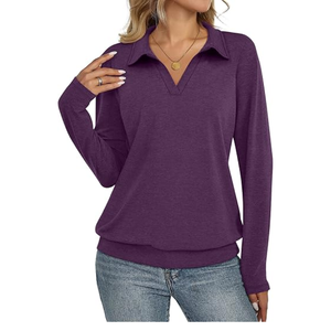 Camisas de Oficina Casuales de Manga Larga con Cuello en V y Dobladillo con Banda para Mujer, de Spandex, Transpirables y con Estampado - Product Image 6