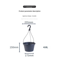 Pot de fleurs suspendu en PP, résistant à la corrosion, couleur foncée, style nordique, avec plateau d'arrosage, idéal pour balcon et jardin, directement de l'usine
