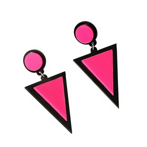 Fancy <b>Red</b> Hexagon Design Resin Hoop <b>Earrings</b> Gold Plated Premium Bohemia Stylish Women's Party Gifts with Woman Jewelry - Product Image 4