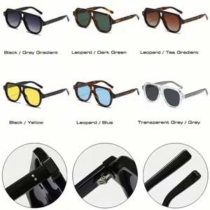 Lunettes de soleil polarisées rétro 2025 pour femmes et hommes, style pilote, protection UV400, rivets, double pont, forme carrée - Product Image 6