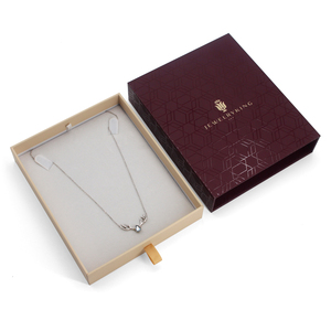 Boîte <span class=keywords><strong>à</strong></span> bijoux longue en carton avec logo personnalisé taille pour coffrets cadeaux collier emballage en velours - Product Image 3