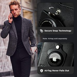 Genuine Leather <b>RFID</b> <b>Blocking</b> <b>Wallet</b> Slim Bifold Card Holder Front Pocket <b>Wallet</b> for Men with AirTag Compatible Slot - Product Image 3
