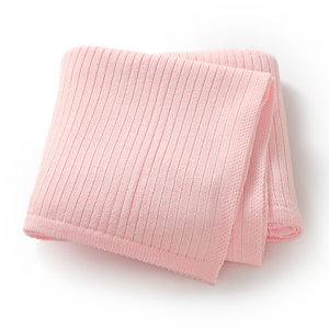 2024 mimixiong Offre Spéciale OEKO-TEX prix de gros bébé literie couleur unie nouveau-né bébé rayé tricoté couverture - Product Image 1