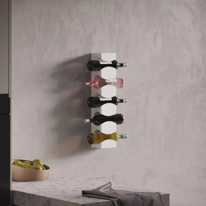 Portabottiglie da Parete Moderno Ondulato, Espositore Decorativo in Metallo <span class=keywords><strong>per</strong></span> Bottiglie di Vino, Mensola Verticale Sospesa <span class=keywords><strong>per</strong></span> Arredamento Bar - Product Image 1