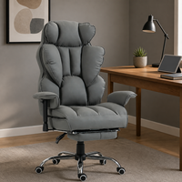 Chaise de bureau de direction moderne à dossier haut, rembourrée et confortable, inclinable à 155 degrés, ergonomique, en cuir PU, avec 3 vérins à gaz et accoudoirs réglables en hauteur