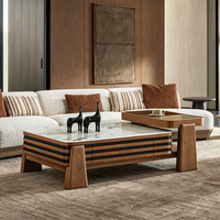 Table basse rectangulaire design minimaliste moderne avec plateau en marbre, meubles de luxe, table à thé haut de gamme pour la maison